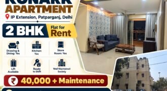 2 BHK for Rent in Konark Apartment 3rd Floor in IP Extension