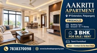 3 BHK Flat for Rent, Aakriti Apartment, IP Extension Patparganj