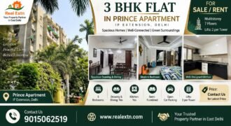 3 BHK Flat for Rent, Prince Apartment, IP Extension, Patparganj