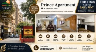 3 BHK with Study Flat for Rent, Prince Apartment, IP Extension