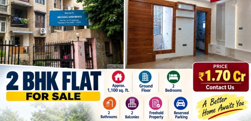 2 BHK Flat 1100 sqft for Sale, Brothers Apartment, IP Extension