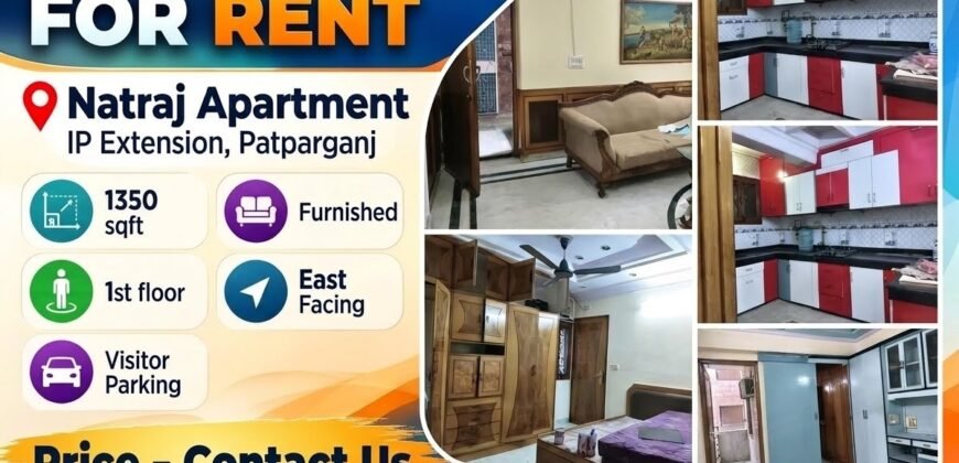 3 BHK Furnished for Rent in Natraj Apartment, IP Extension, Delhi