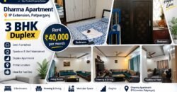 3 BHK Duplex for Rent in Dharma Apartment, IP Extension, Patparganj