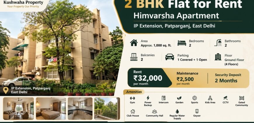 2 BHK Flat for Rent in Himvarsha Apartment, IP Extension