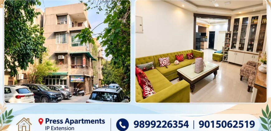 3 BHK Flat for Rent in Press Apartments, IP Extension, Delhi